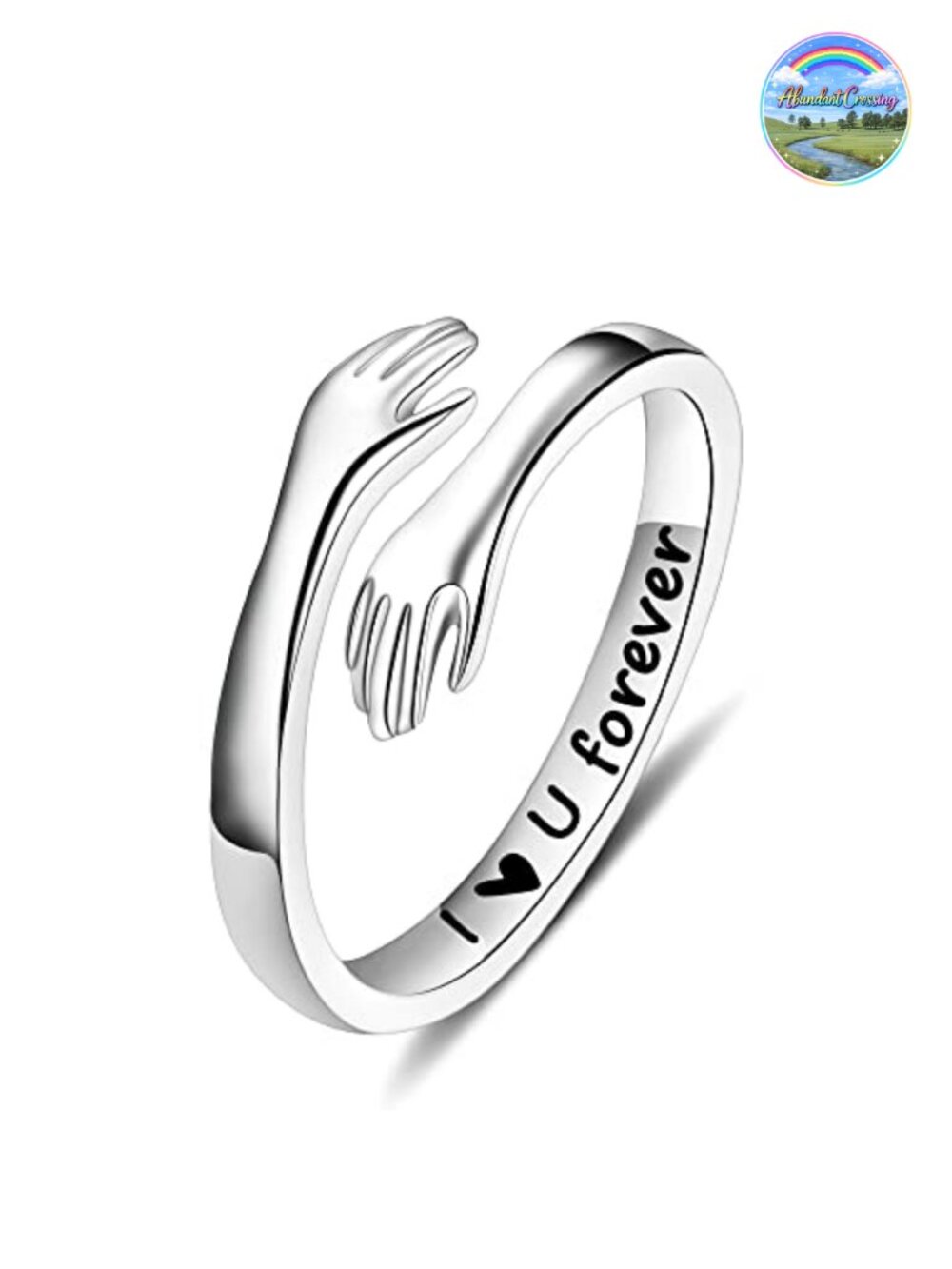 S925 Sterling Silver Hug Ring Adjustable Size 7 Gift for Women